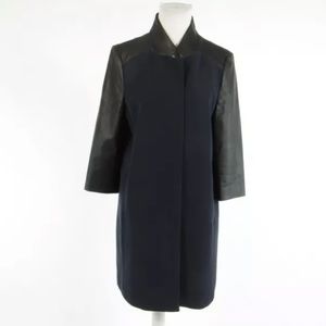 Ann Taylor Navy & Black Mixed Media 3/4 Sleeve Coat/Topper - Size XXL